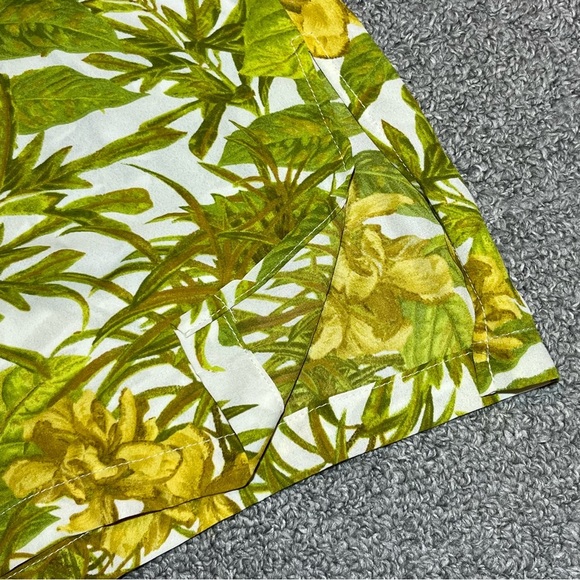 Rose & Olive Floral Sheer Wide Leg Pants Womens Size Medium Green Drawstring - Picture 9 of 11